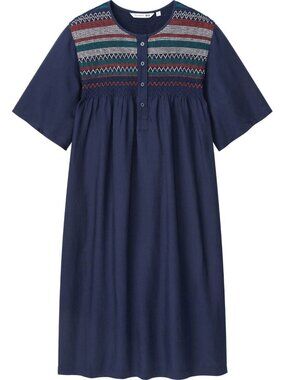 JW Anderson X Uniqlo Linen Blend short Sleeve Dress, Size M, Navy